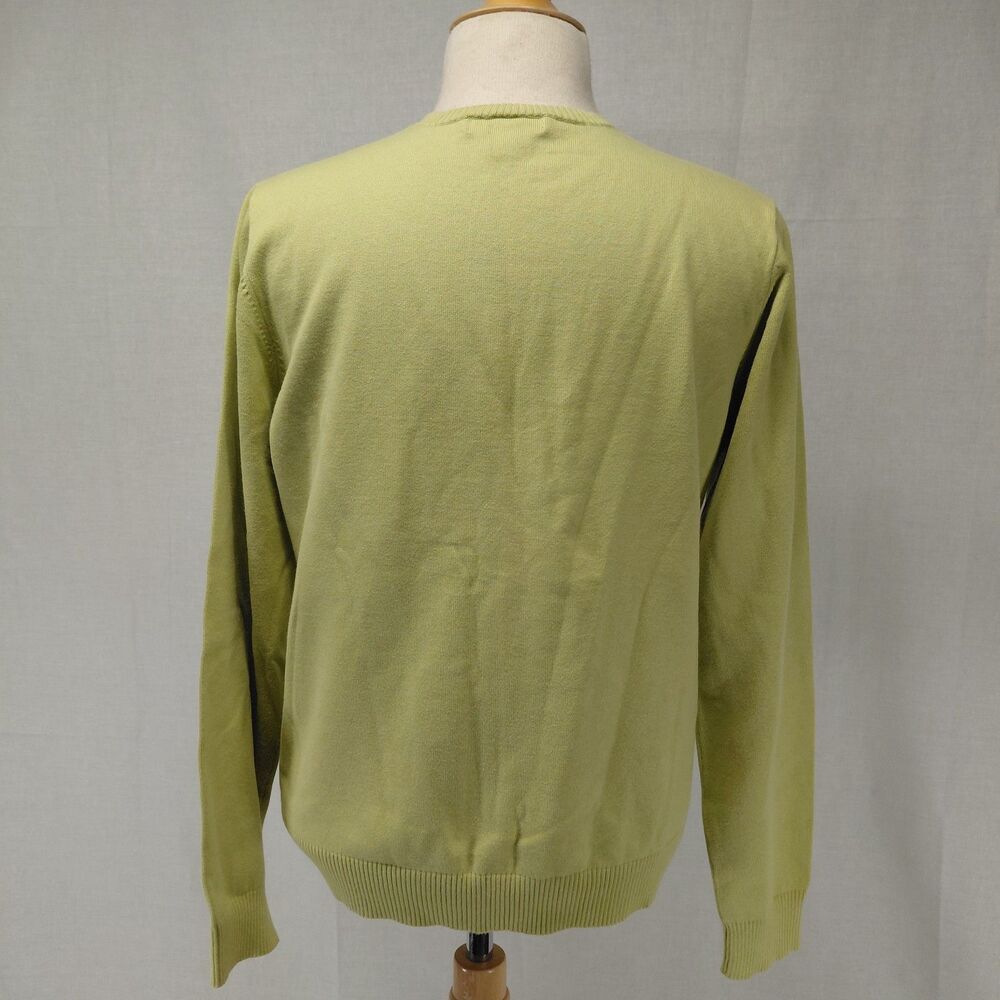 Lands End LS crewneck cotton blend sweater lime green SZ XLP - Picture 4 of 7